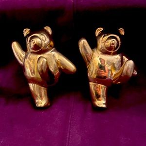 A pair of brass teddy bear clothing hooks!!